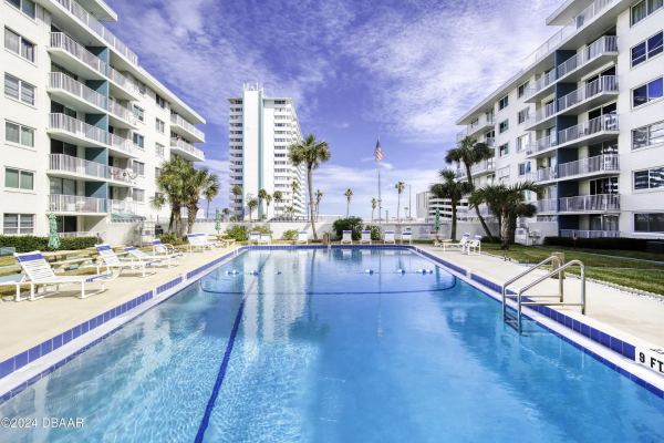 Pool view of the Bellair Condo's, Photo Credit: Adam Posey, 386 Productions